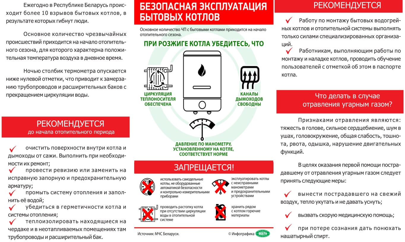 Памятка Госпромнадзора Барановичей о безопасном пользовании бытовыми  газовыми котлами