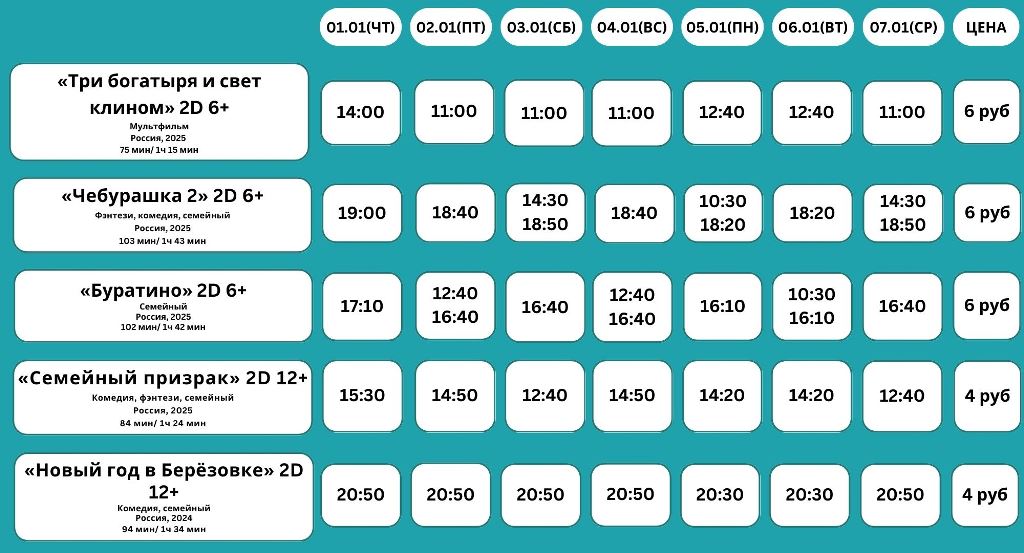 Афиша кинотеатра Октябрь г.Барановичи